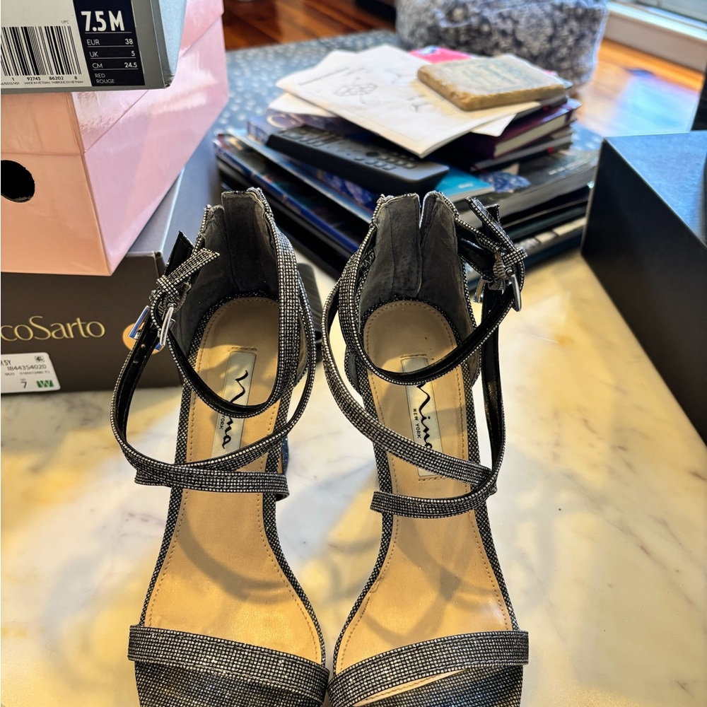 Nina Women's Black Strappy Heels